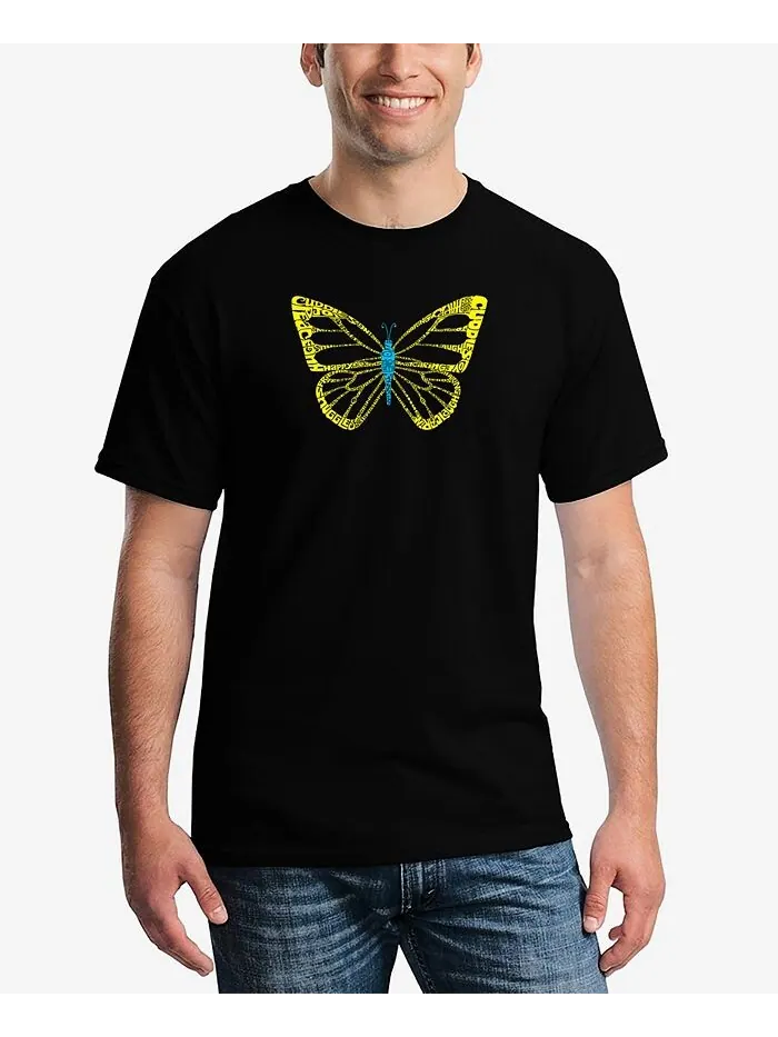 Мужская футболка с коротким рукавом и надписью Butterfly Word Art LA Pop Art — изображение 1 из 3, черный