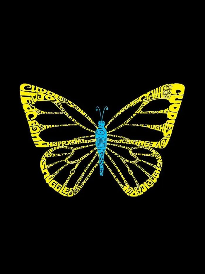 Мужская футболка с коротким рукавом и надписью Butterfly Word Art LA Pop Art — изображение 3 из 3, темный серый