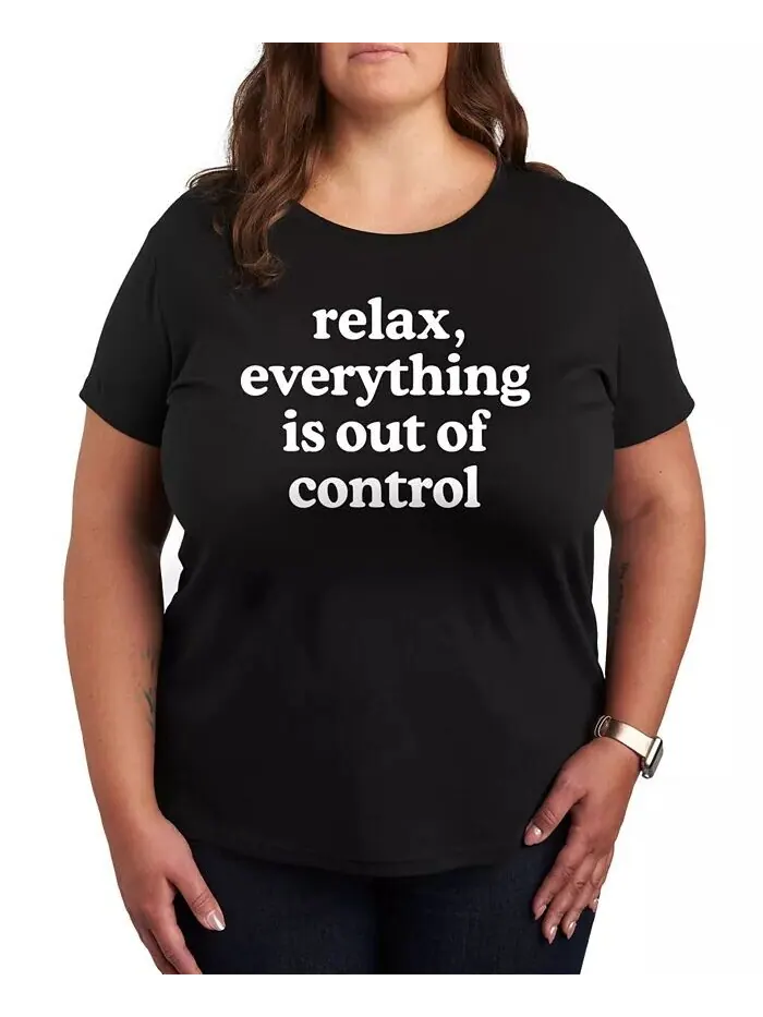 Футболка больших размеров с рисунком Relax Out Of Control Hybrid Apparel — изображение 1 из 3, черный