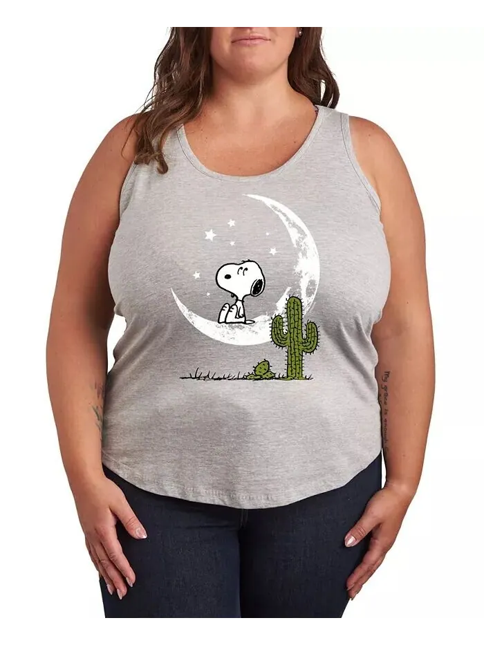 Майка с рисунком Snoopy Desert On Moon большого размера Hybrid Apparel — изображение 1 из 3, серый