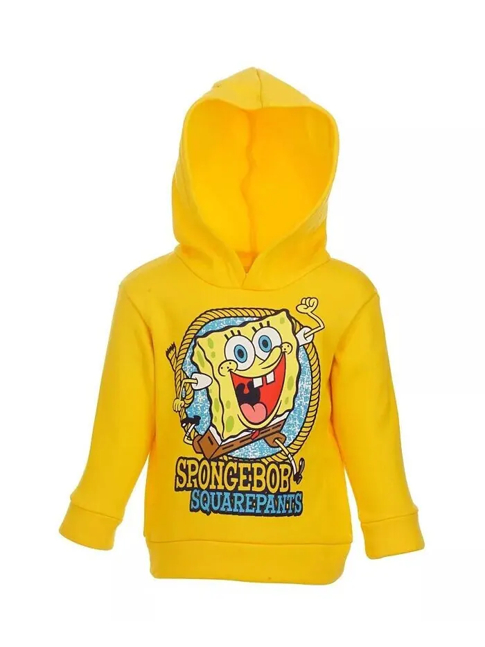 Nickelodeon Sponge Квадратные штаны Боба для мальчиков, комплект из флисового пуловера с капюшоном — изображение 3 из 3