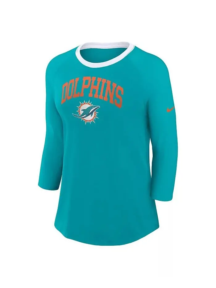 Женская футболка Aqua Miami Dolphins с рукавом реглан 3/4 Nike — изображение 3 из 3