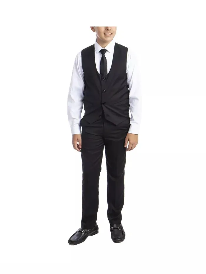 Комплект из 5 предметов для смокинга Slim Fit Shawl для большого мальчика Perry Ellis — изображение 4 из 4, серый