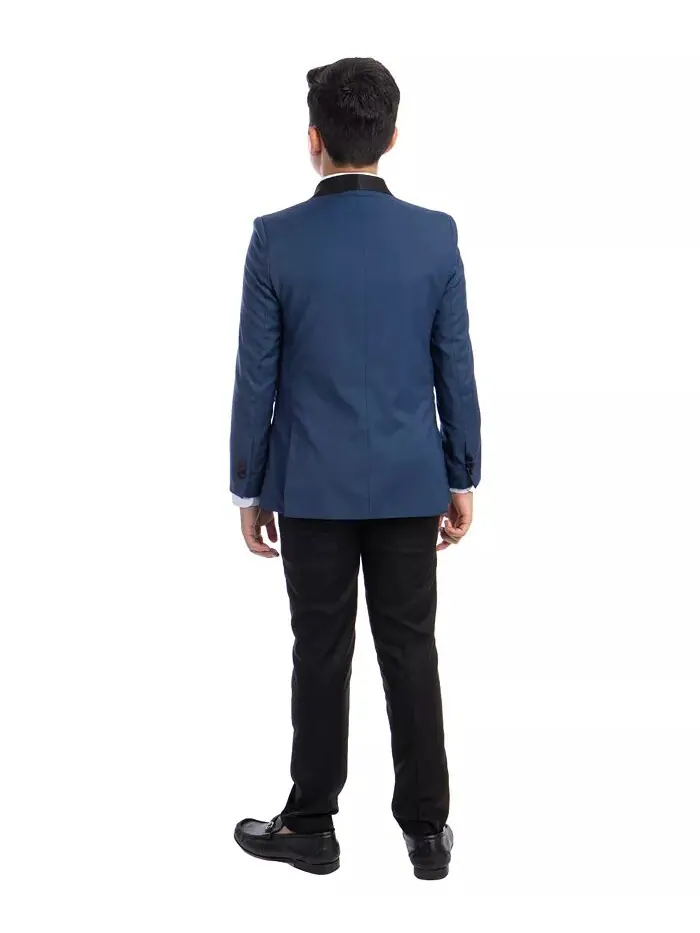 Комплект из 5 предметов для смокинга Slim Fit Shawl для большого мальчика Perry Ellis — изображение 2 из 4, синий