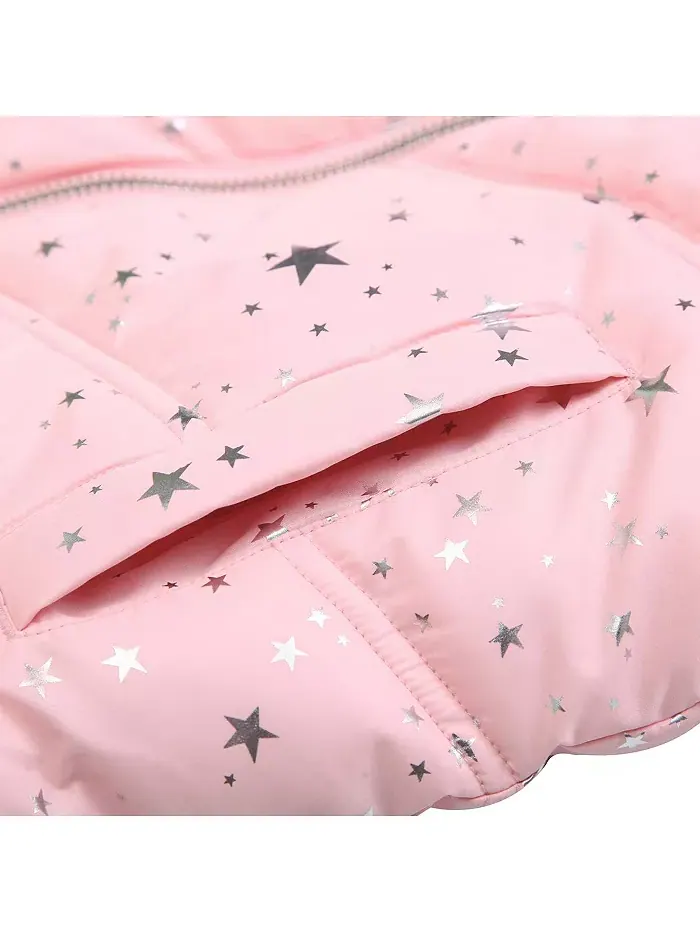 Детская утепленная пуховая куртка Bubble Coat Rokka&Rolla — изображение 8 из 10, розовый серебристый