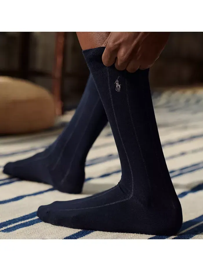 Мужские супермягкие ребристые носки для костюма, 3 пары Polo Ralph Lauren — изображение 2 из 2, темно-синий