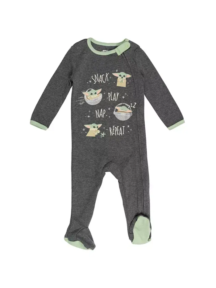 Комплект для мальчиков Baby Boys Yoda: боди, пижамные штаны, шапочка и слюнявчики (8 предметов) — изображение 7 из 7, серый