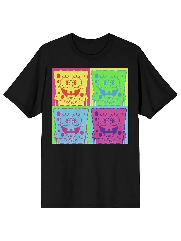 Футболка с коротким рукавом и круглым вырезом Big & Tall Neon Squares, черная - 4XL SpongeBob — изображение 1 из 4, черный