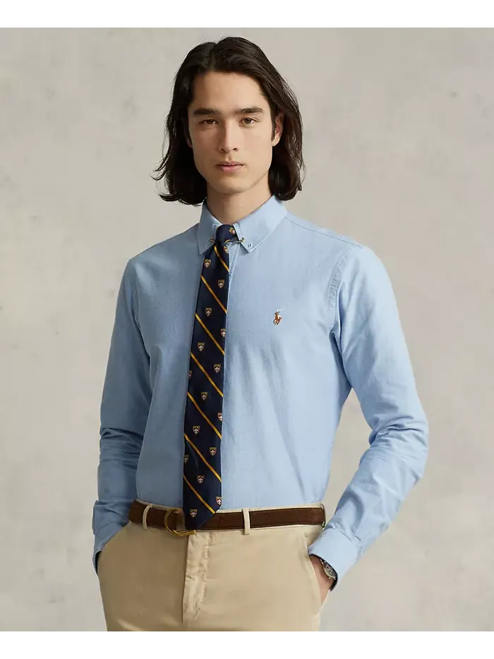 Мужская классическая рубашка Oxford Custom Fit Polo Ralph Lauren — изображение 1 из 5, синий