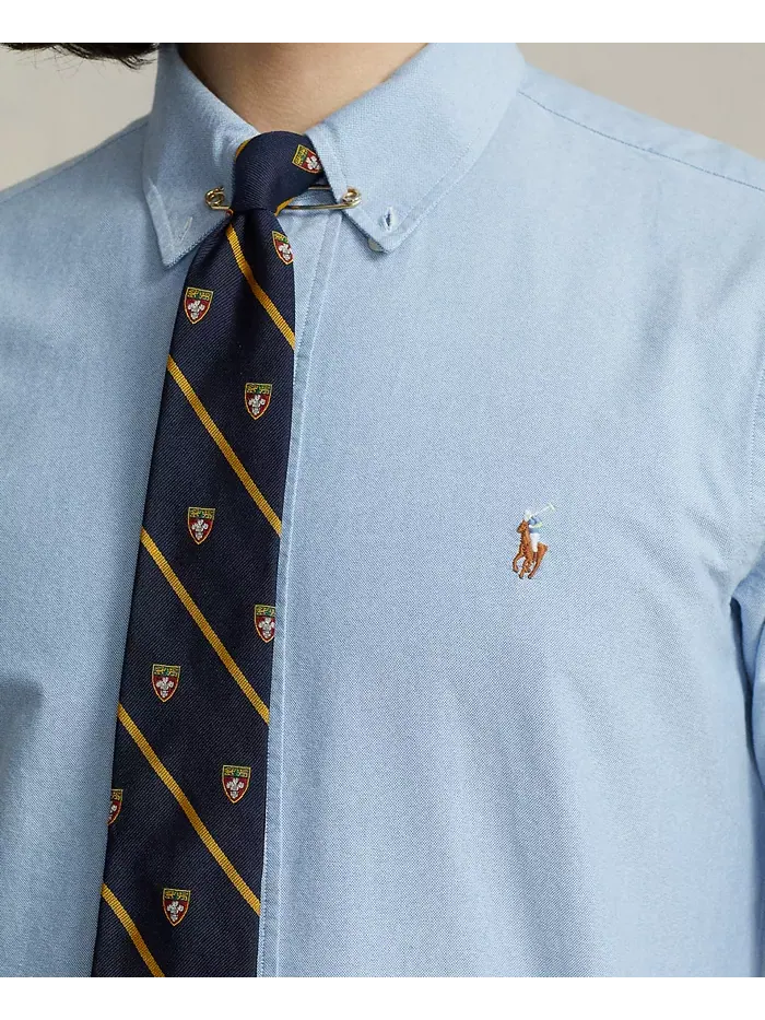 Мужская классическая рубашка Oxford Custom Fit Polo Ralph Lauren — изображение 3 из 5, синий