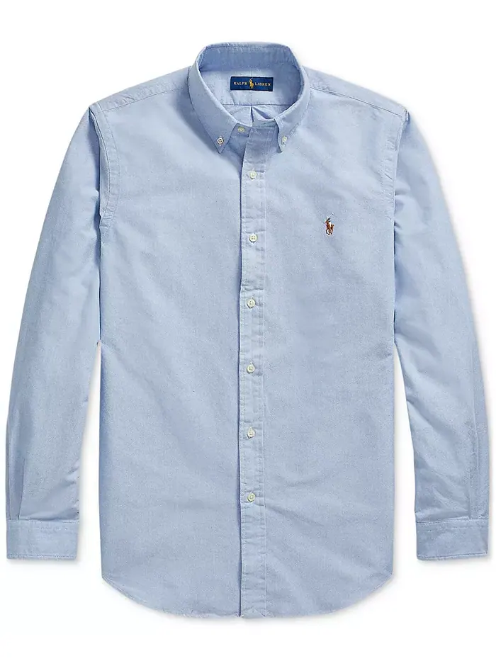 Мужская классическая рубашка Oxford Custom Fit Polo Ralph Lauren — изображение 5 из 5, синий