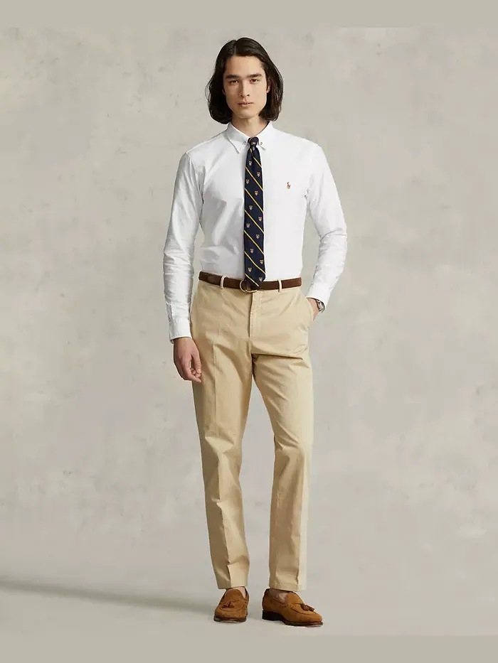 Мужская классическая рубашка Oxford Custom Fit Polo Ralph Lauren — изображение 4 из 5, белый