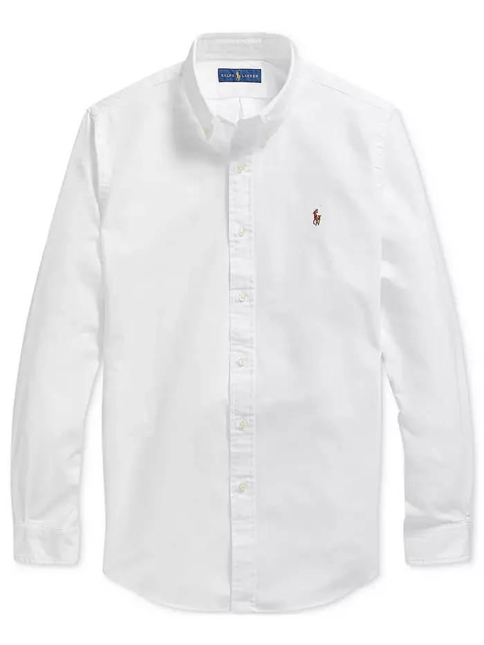 Мужская классическая рубашка Oxford Custom Fit Polo Ralph Lauren — изображение 5 из 5, белый