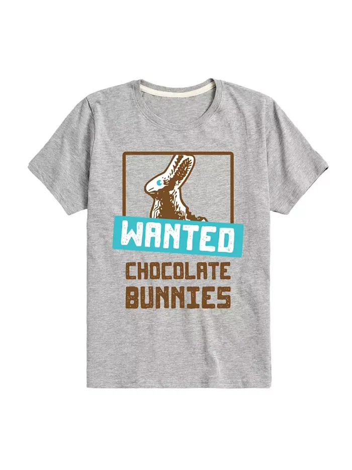 Футболка с принтом "Big Boys Wanted Chocolate Bunnies" для мальчиков, пасхальная Hybrid — изображение 1 из 3, серый