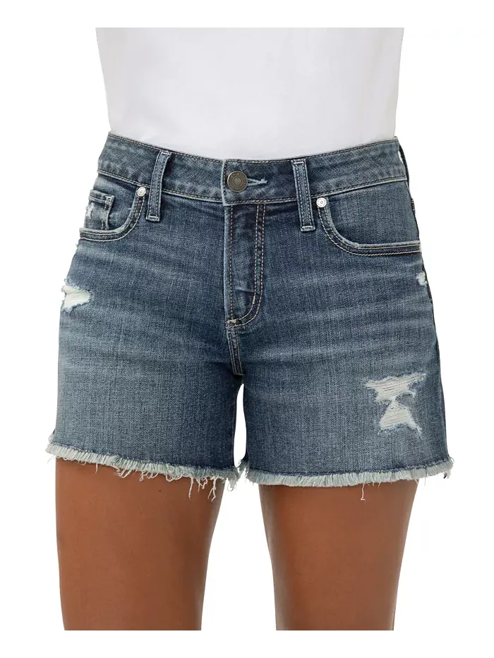 Женские джинсовые шорты Suki с завышенной талией Silver Jeans Co. — синий