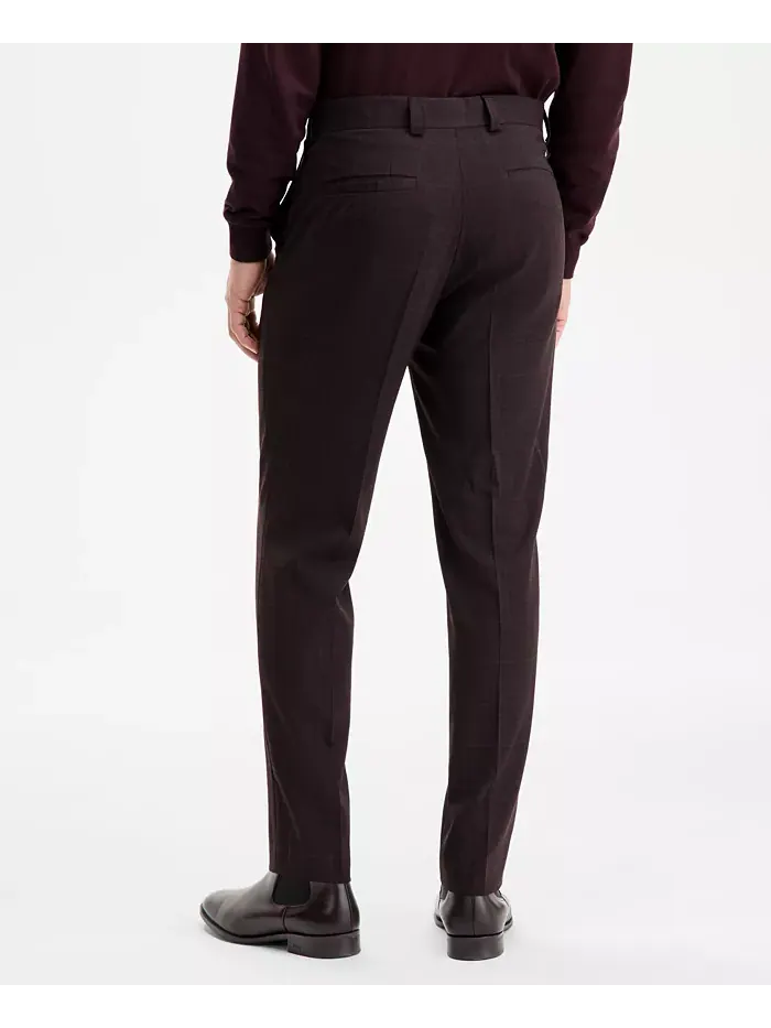 Мужской современный клетчатый костюм, отдельные детали Hugo Boss — изображение 5 из 8, бордовый