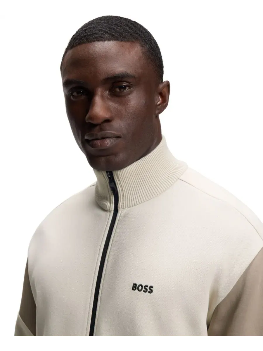 Свитшот из хлопка с воротником-стойкой, с длинным рукавом, BOSS by Hugo Boss — изображение 5 из 5, бежевый