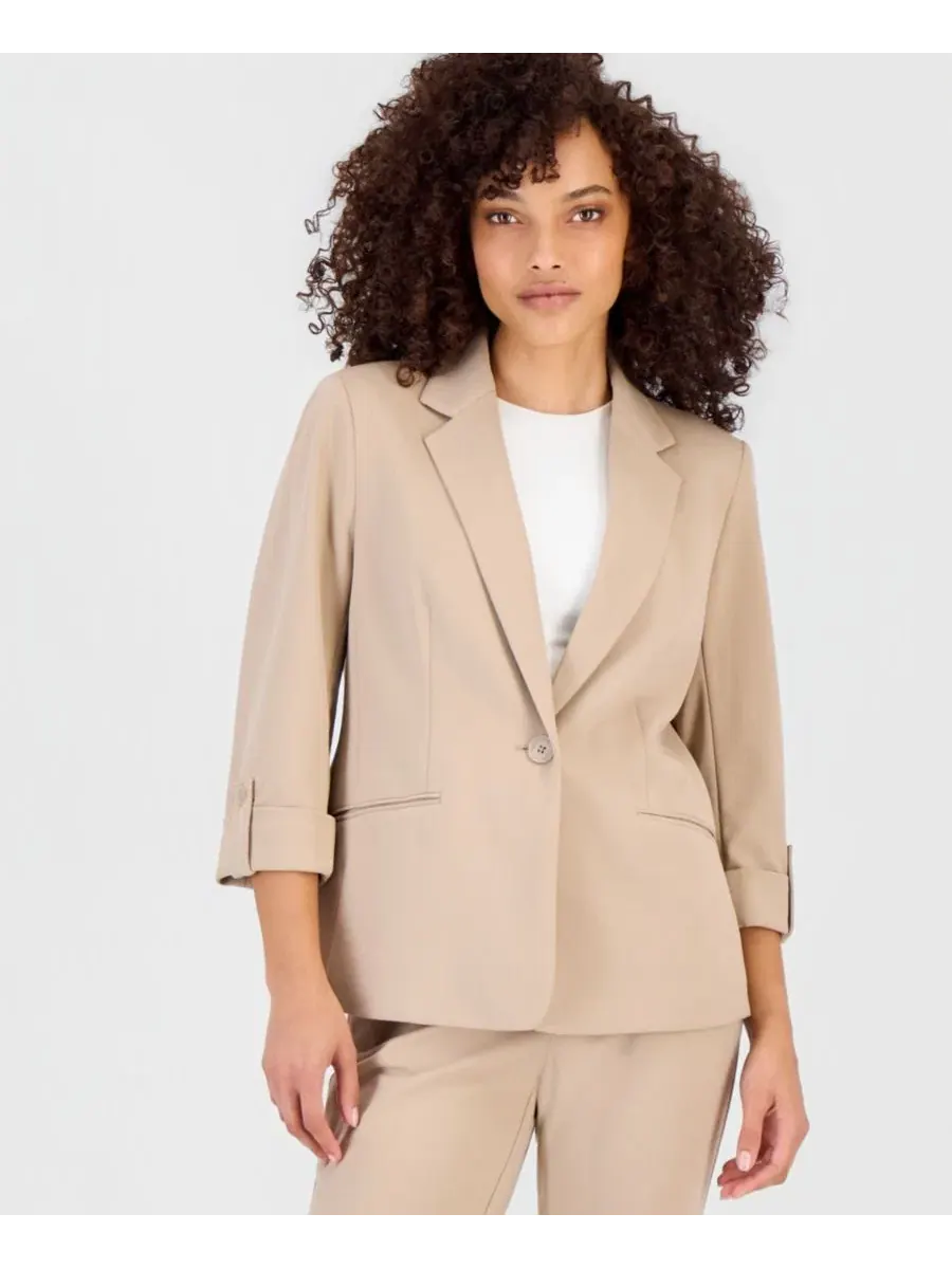 Комплект: жакет с закатанными рукавами, блуза с разрезом и брюки Anne Klein Essentials