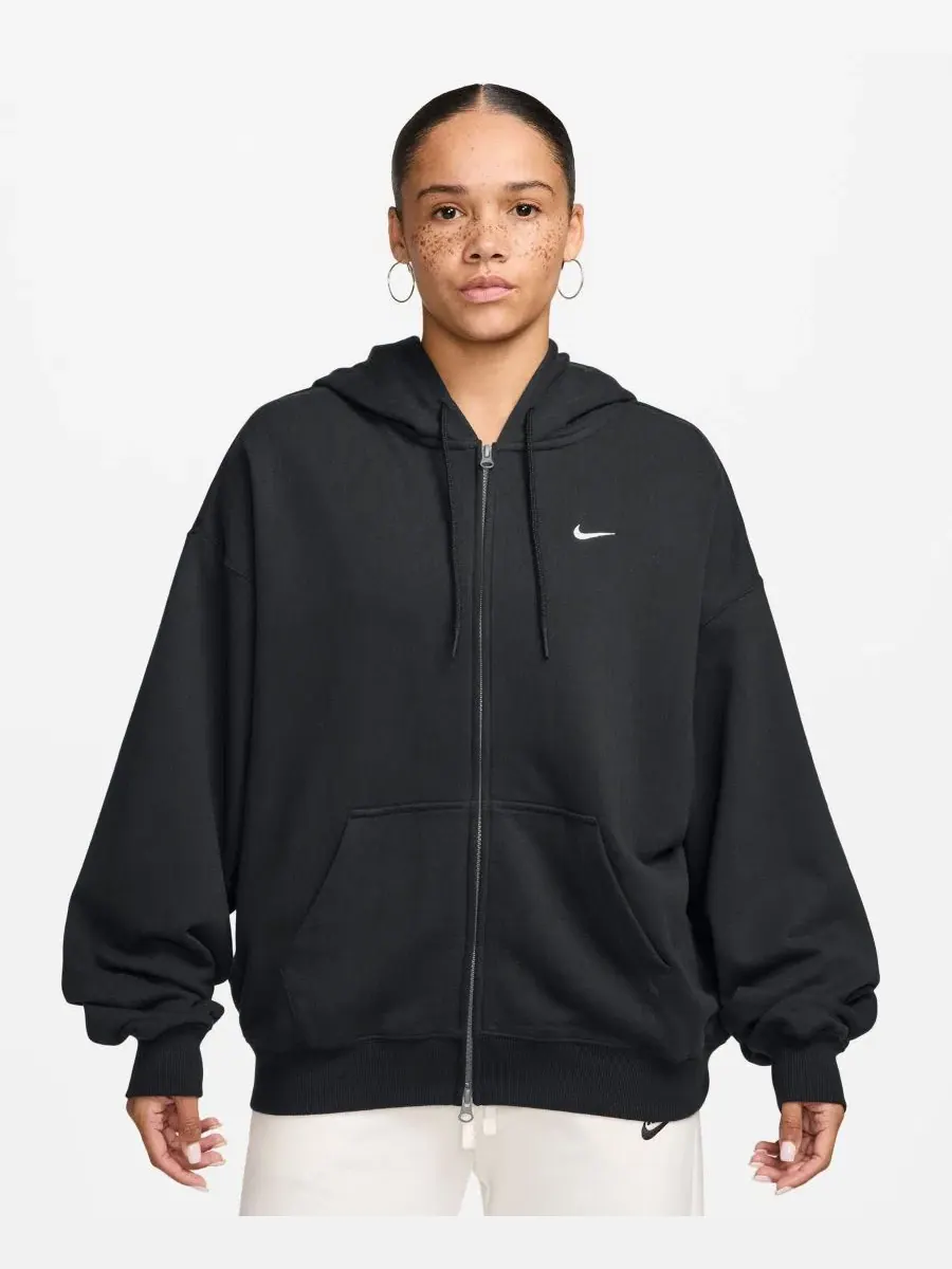 Худи Nike Studio Fleece Lightweight Oversized Full-Zip — изображение 1 из 3, черный