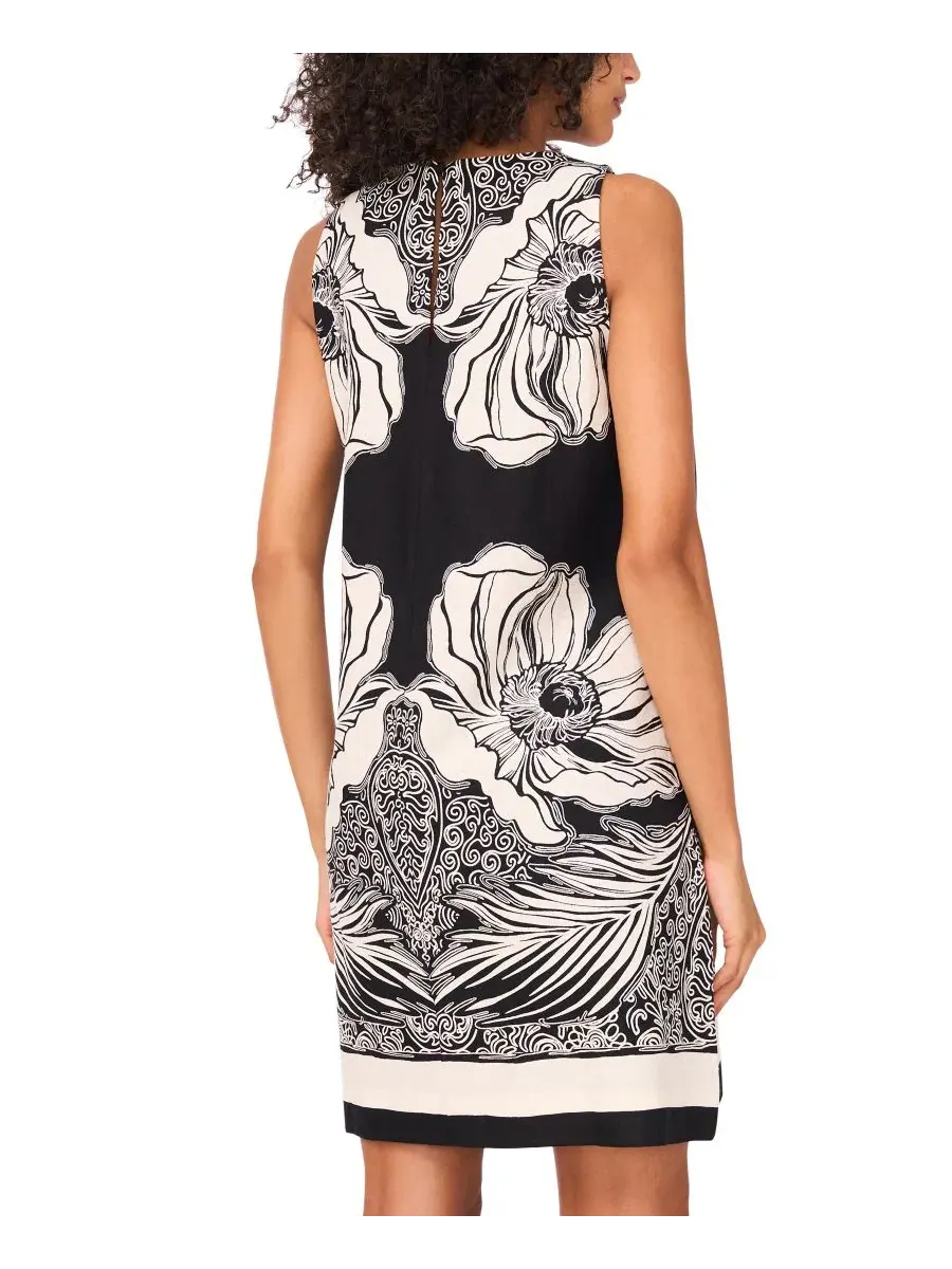 Платье-футляр без рукавов Petite Printed Sleeveless Shift Dress MSK — изображение 4 из 5, насыщенный черный
