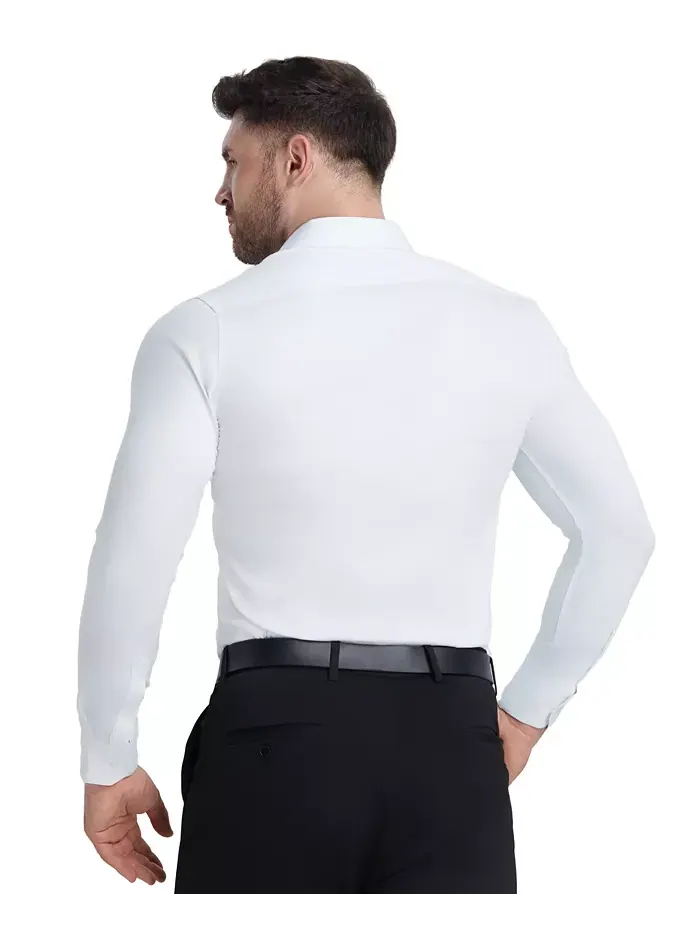 Сорочка Slim Fit из сатина Solid Perry Ellis — изображение 4 из 8, белый