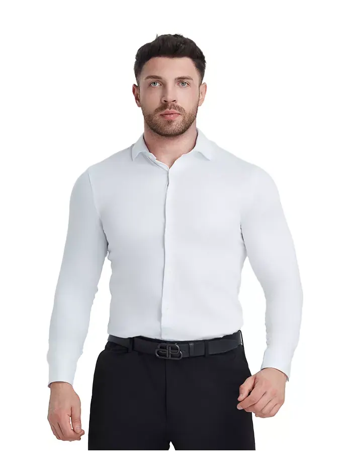 Сорочка Slim Fit из сатина Solid Perry Ellis — изображение 6 из 8, белый