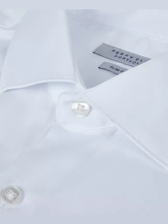 Сорочка Slim Fit из сатина Solid Perry Ellis — изображение 8 из 8, белый
