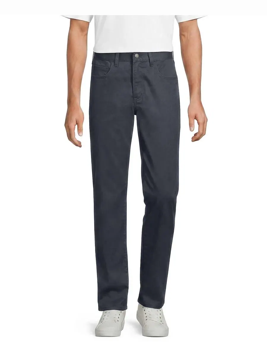 Брюки классические прямые Travel Kit Comfort Waist с 5 карманами Lands' End — изображение 2 из 4, серый
