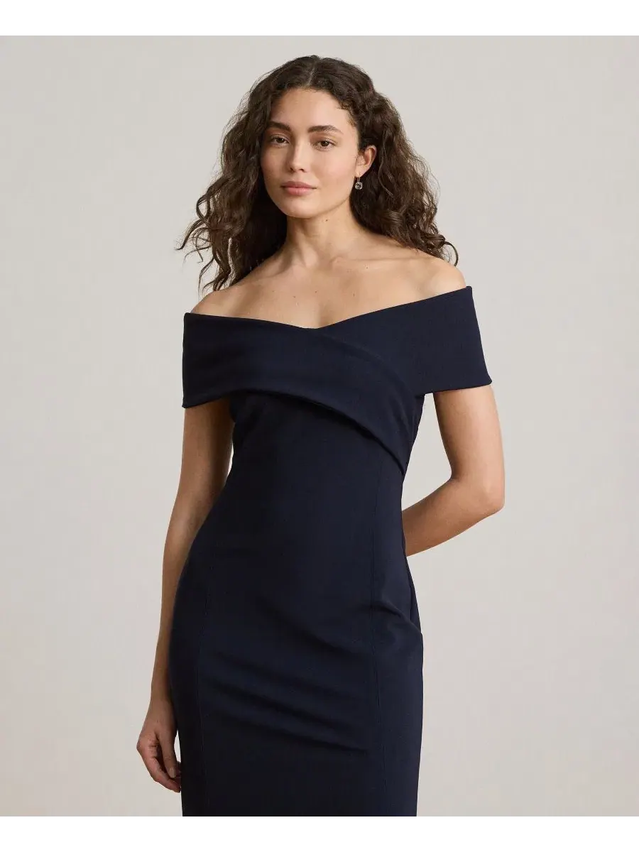 Платье-футляр без рукавов с перекрещенным декольте Lauren Ralph Lauren — изображение 3 из 6, темно-синий