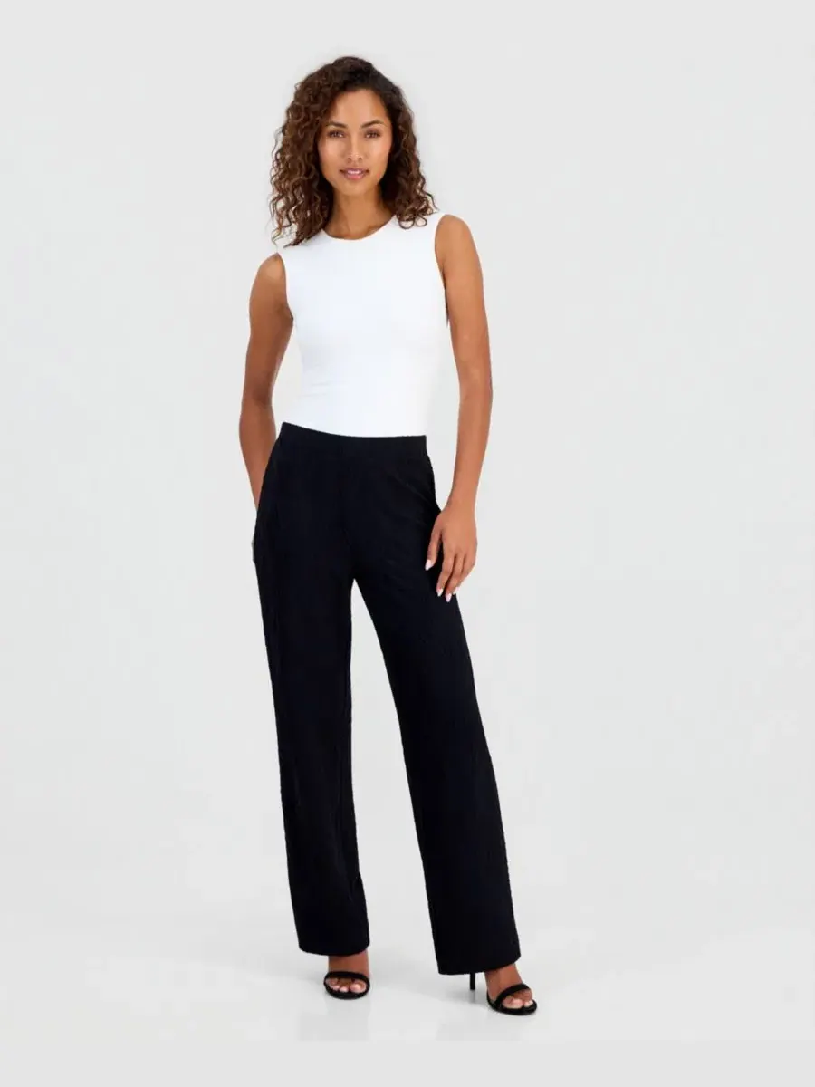 Брюки женские широкие на поясе Anne Klein — изображение 2 из 4, черный