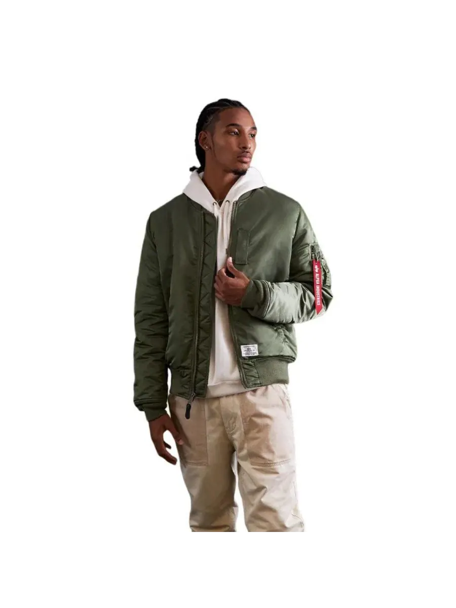 Куртка-бомбер MA-1 с молнией Alpha Industries — зеленый