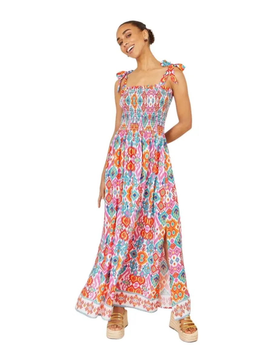 Макси-платье с принтом Ikat Print Yumi — изображение 2 из 8, мульти