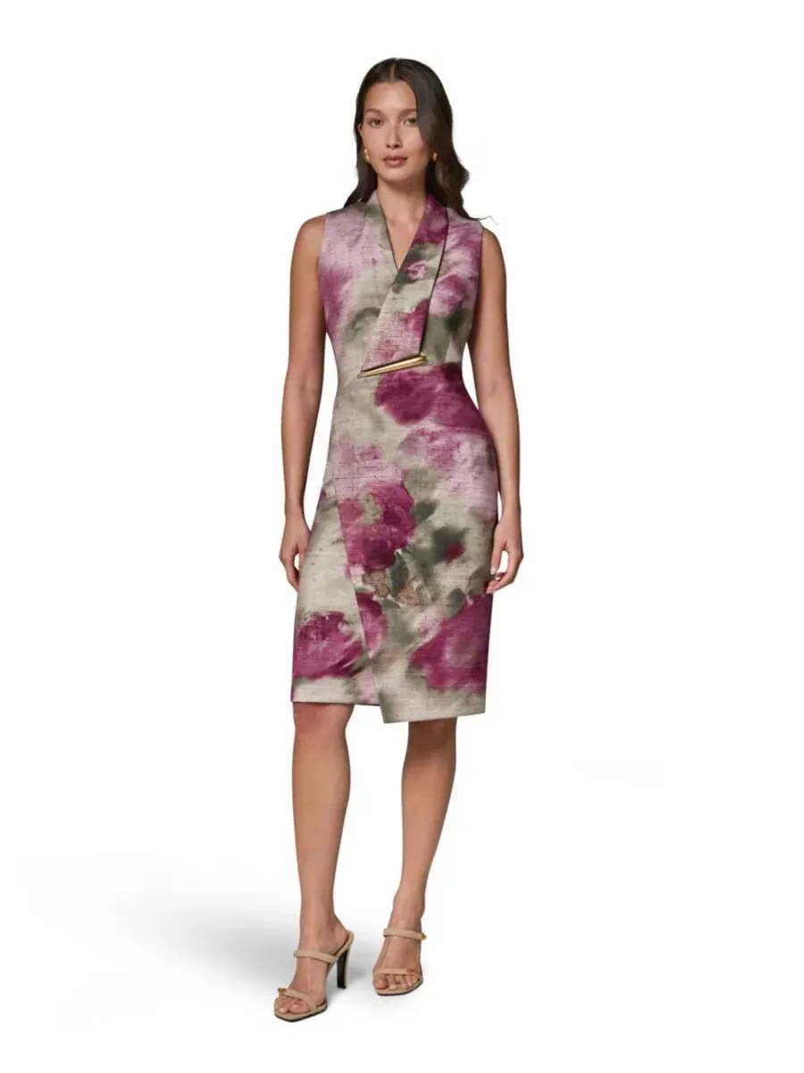 Платье-футляр с принтом, модель Floral Sheath Hardware Donna Karan New York — изображение 1 из 7, мульти