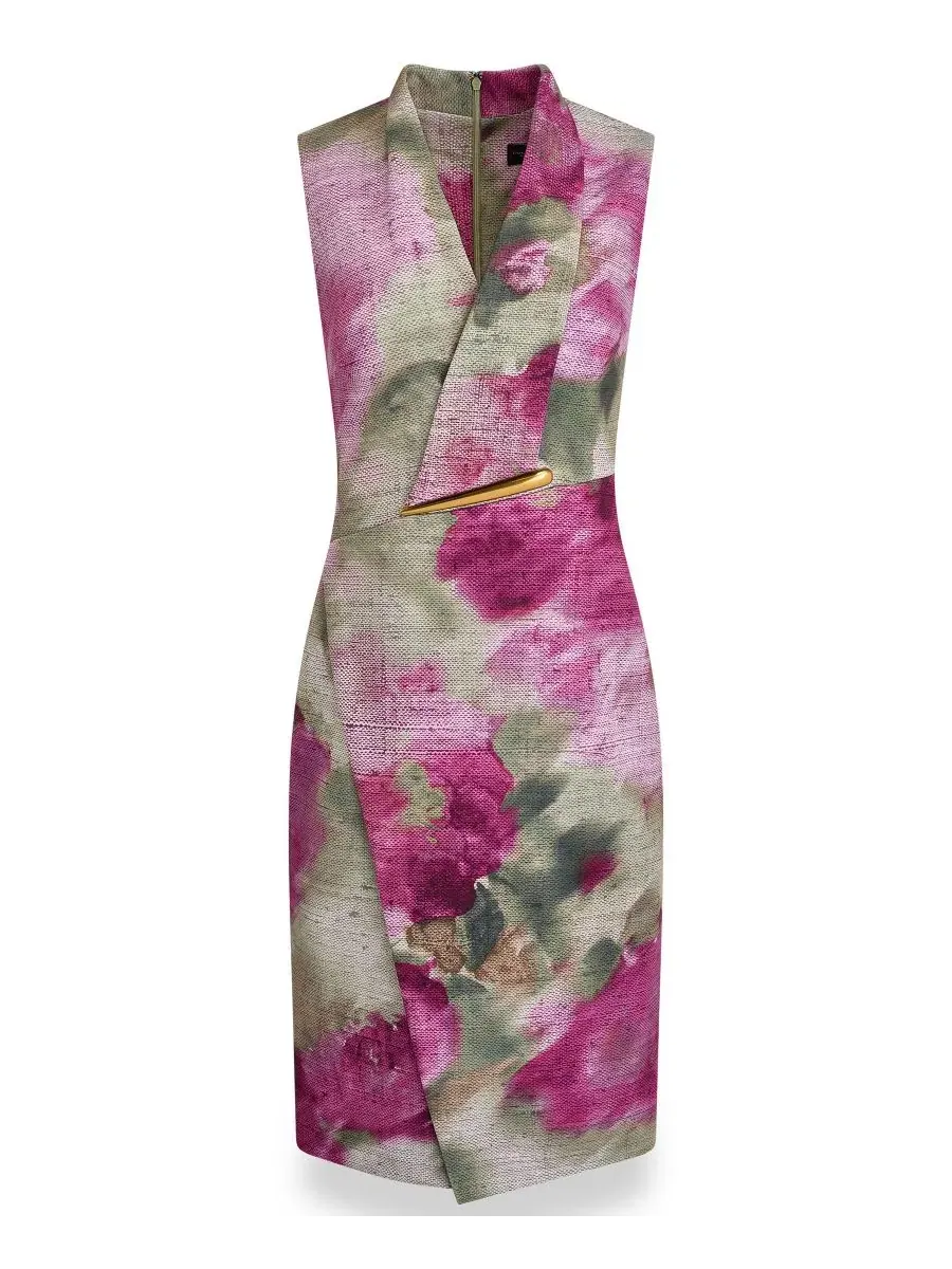 Платье-футляр с принтом, модель Floral Sheath Hardware Donna Karan New York — изображение 7 из 7, мульти