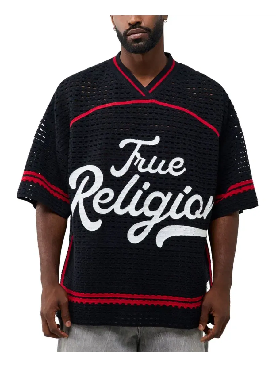 Мужская вязаная футболка-джерси с принтом True Religion