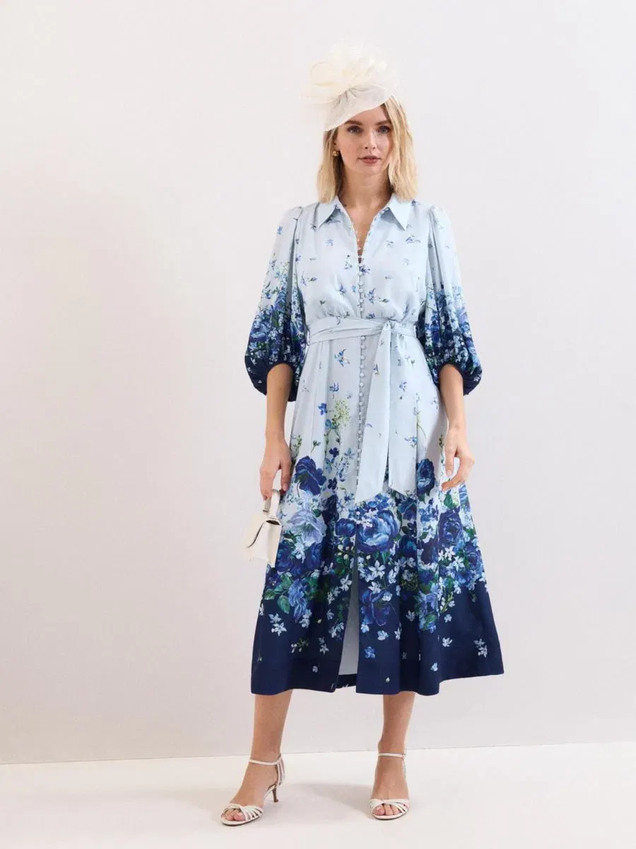 Платье-рубашка миди с поясом Noella Dress Phase Eight — изображение 2 из 6, бледный синий