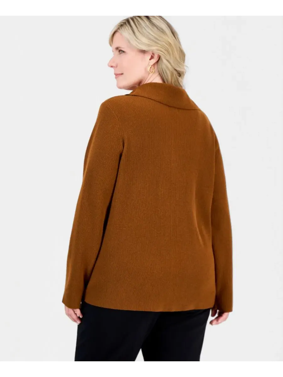 Кардиган с воротником и длинным рукавом JM Collection, Cinnamon Sugar — изображение 2 из 3