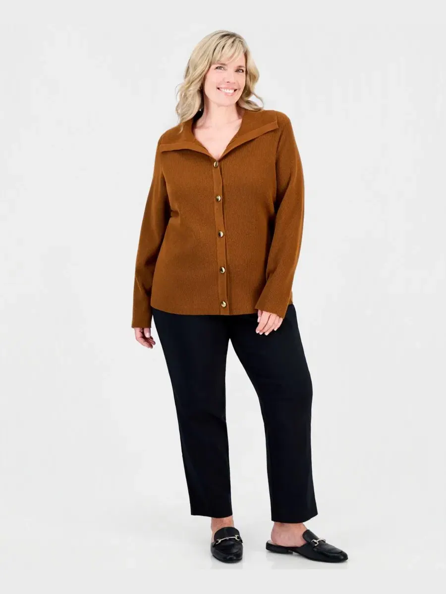 Кардиган с воротником и длинным рукавом JM Collection, Cinnamon Sugar — изображение 3 из 3