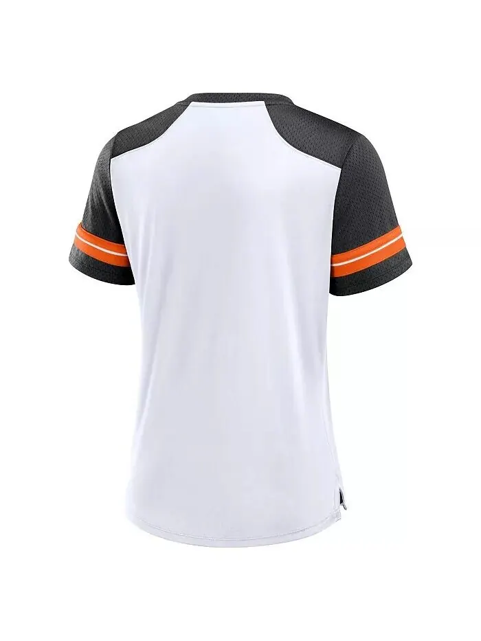 Женская белая/черная футболка Cincinnati Bengals с фольгированной основной шнуровкой Fanatics — изображение 2 из 3