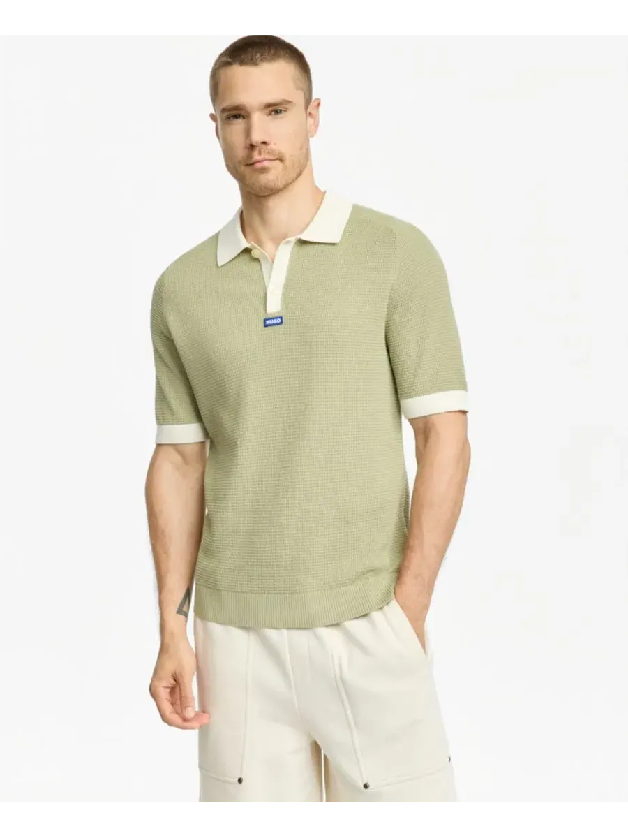 Поло с контрастной отделкой Siablo Polo Shirt Hugo Boss — изображение 7 из 8, бежевый