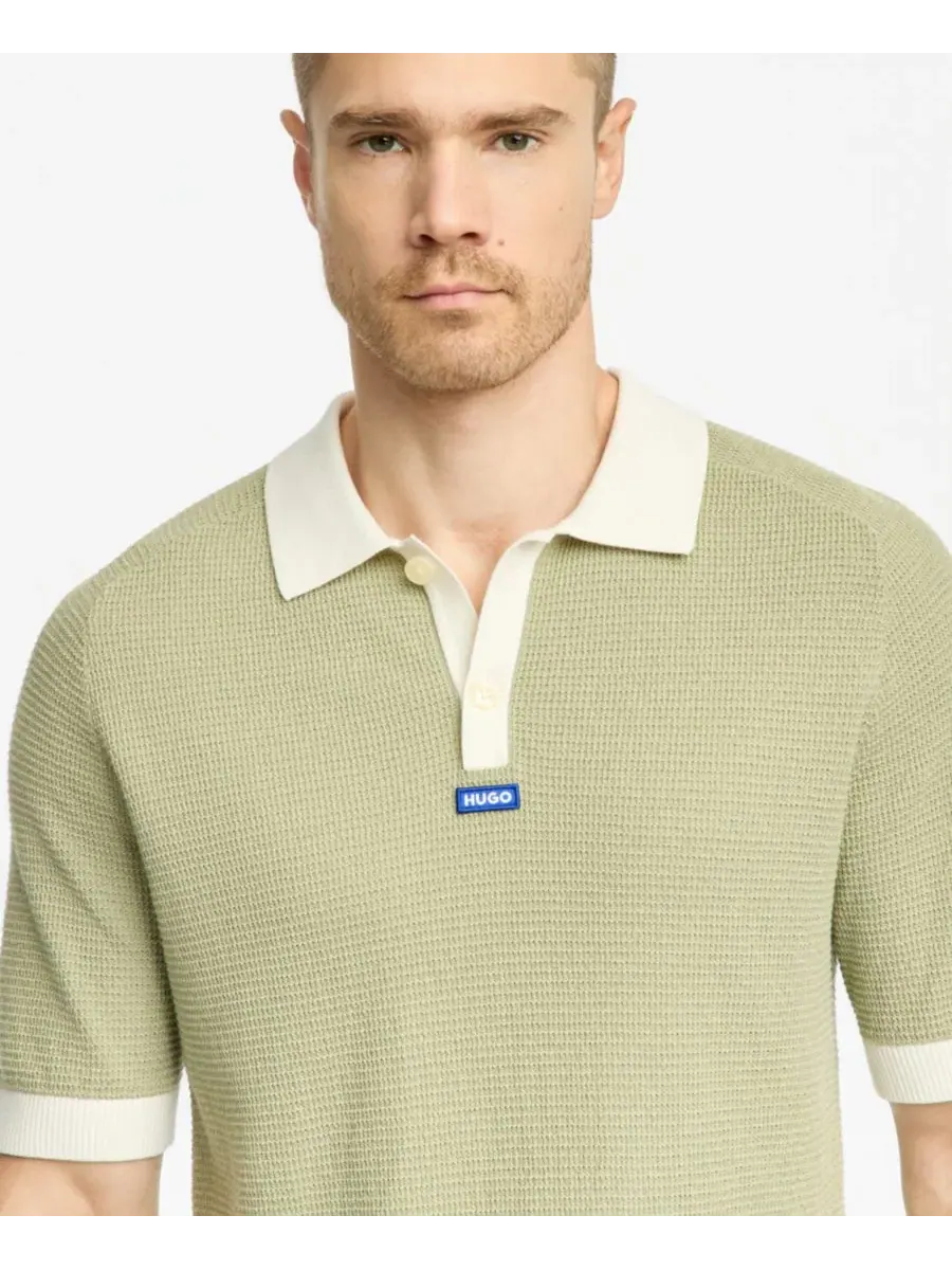 Поло с контрастной отделкой Siablo Polo Shirt Hugo Boss — изображение 8 из 8, бежевый