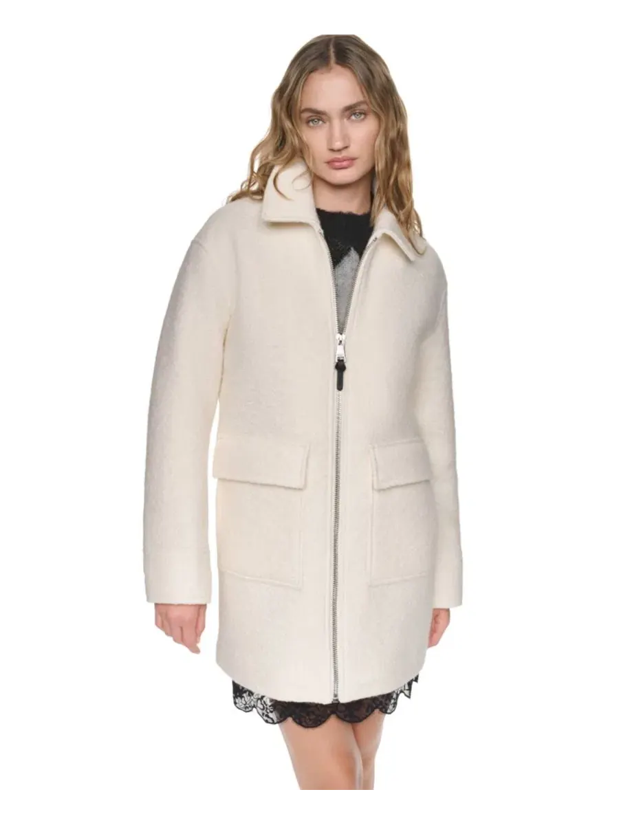 Пальто из шерстяной смеси с фактурным узором «елочка» DKNY