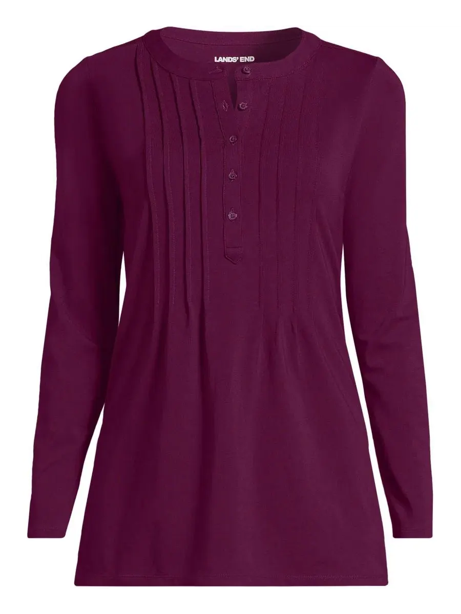 Женская туника-поло с длинным рукавом Lands' End, Vivid Plum