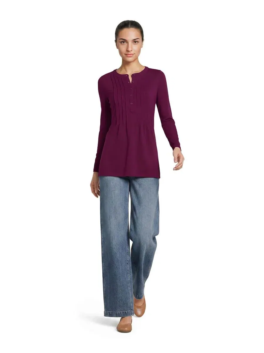 Женская туника-поло с длинным рукавом Lands' End, Vivid Plum — изображение 4 из 4