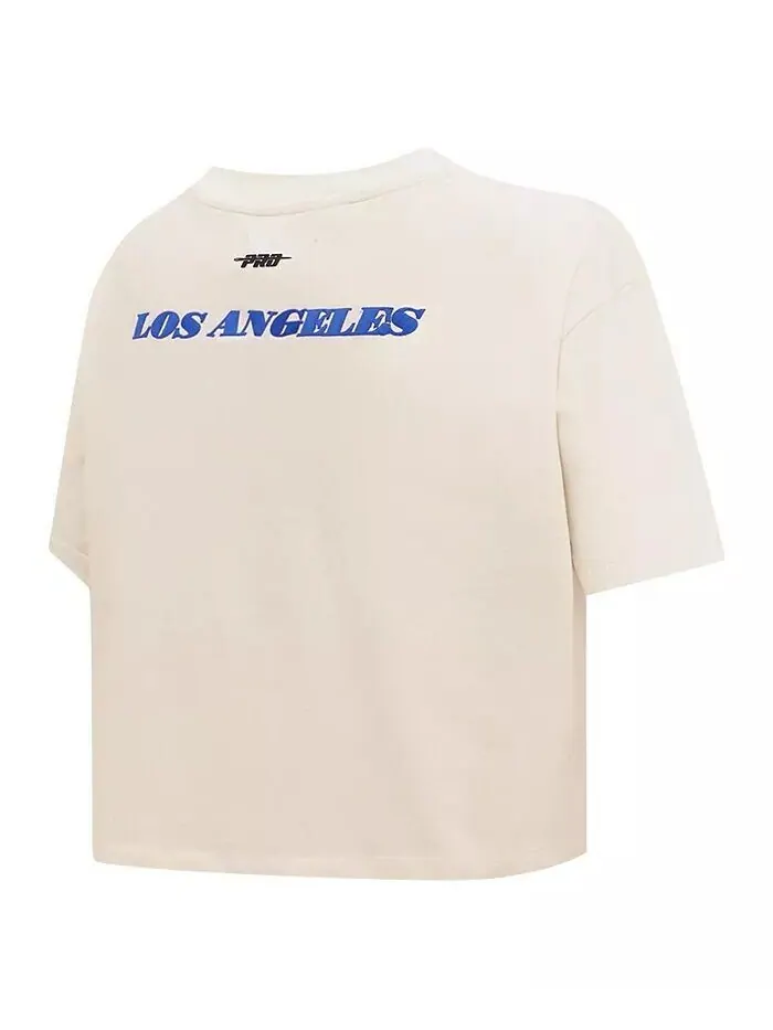 Женская кремовая укороченная футболка свободного кроя Los Angeles Lakers в стиле ретро с полосками — изображение 2 из 4