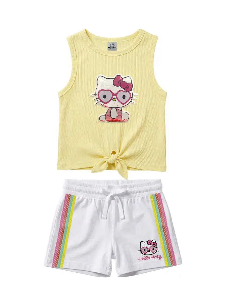 Комплект детский: топ без рукавов и шорты с аппликацией Hello Kitty Hello Kitty — желтый