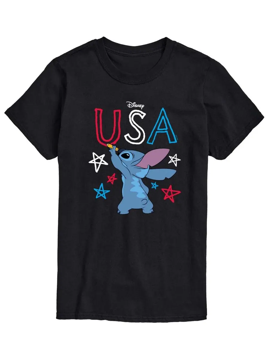 Футболка с принтом Lilo USA Stitch Drawing AIRWAVES — изображение 1 из 3, черный