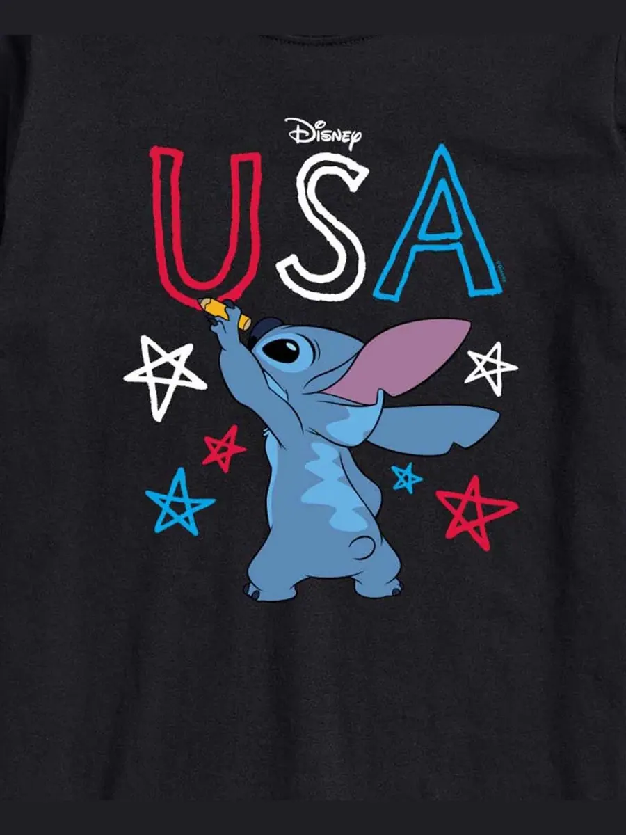 Футболка с принтом Lilo USA Stitch Drawing AIRWAVES — изображение 3 из 3, черный