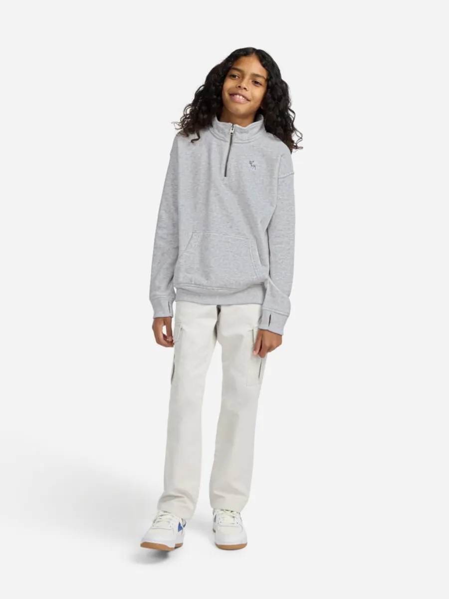 Детская флисовая толстовка Essential с застежкой-молнией до середины груди abercrombie kids — изображение 2 из 6, серый