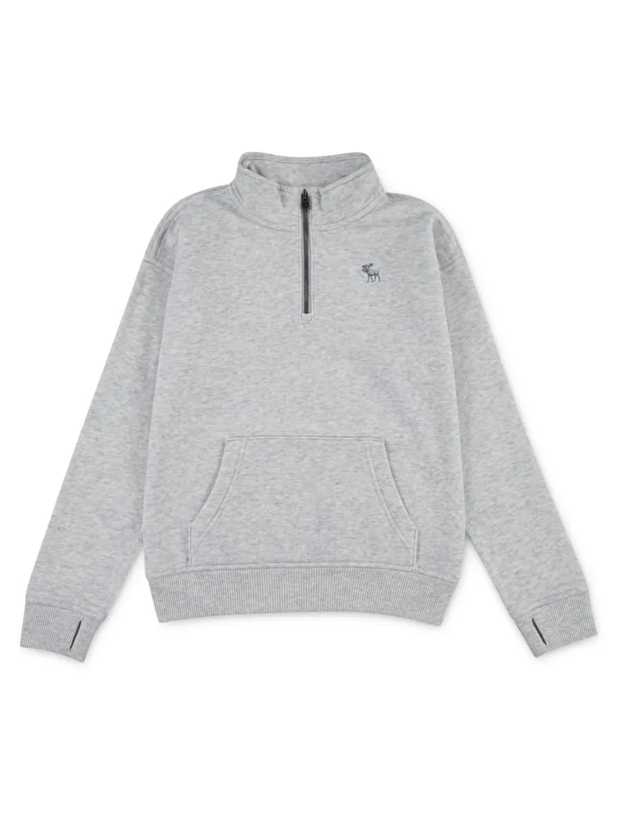 Детская флисовая толстовка Essential с застежкой-молнией до середины груди abercrombie kids — изображение 4 из 6, серый